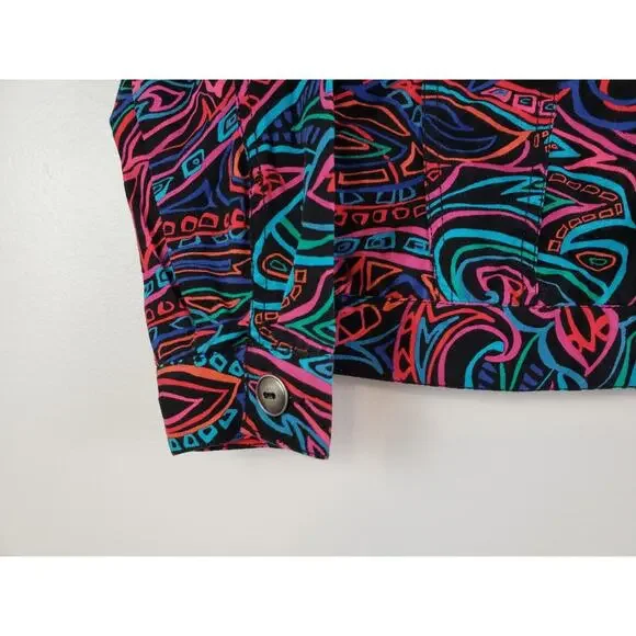 (JL) Additions by Chico's Women's Bomber Jacket Size 0 (S) Pockets Aztec Office - Picture 3 of 7